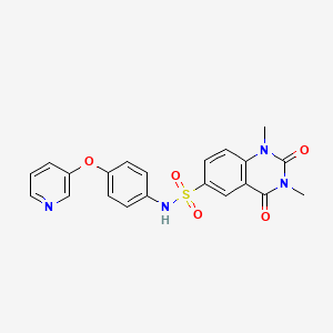 molecular formula C21H18N4O5S B2476257 1,3-dimethyl-2,4-dioxo-N-(4-(pyridin-3-yloxy)phenyl)-1,2,3,4-tetrahydroquinazoline-6-sulfonamide CAS No. 2034497-33-9