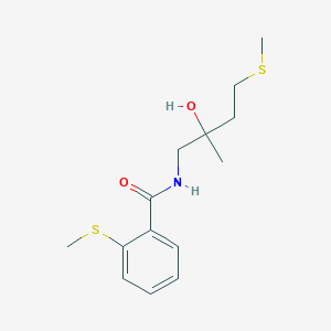 molecular formula C14H21NO2S2 B2476259 N-(2-羟基-2-甲基-4-(甲硫基)丁基)-2-(甲硫基)苯甲酰胺 CAS No. 1396751-44-2