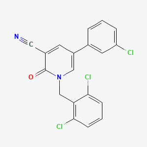 molecular formula C19H11Cl3N2O B2476260 5-(3-Chlorophenyl)-1-(2,6-dichlorobenzyl)-2-oxo-1,2-dihydro-3-pyridinecarbonitrile CAS No. 338955-49-0