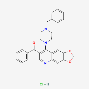 molecular formula C28H26ClN3O3 B2476261 1-{7-benzoyl-2H-[1,3]dioxolo[4,5-g]quinolin-8-yl}-4-benzylpiperazine hydrochloride CAS No. 1216464-91-3