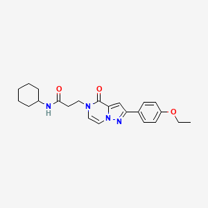 molecular formula C23H28N4O3 B2476268 N-cyclohexyl-3-(2-(4-ethoxyphenyl)-4-oxopyrazolo[1,5-a]pyrazin-5(4H)-yl)propanamide CAS No. 1326835-30-6