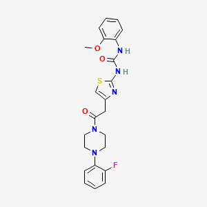 molecular formula C23H24FN5O3S B2476276 1-(4-(2-(4-(2-Fluorophenyl)piperazin-1-yl)-2-oxoethyl)thiazol-2-yl)-3-(2-methoxyphenyl)urea CAS No. 897621-74-8
