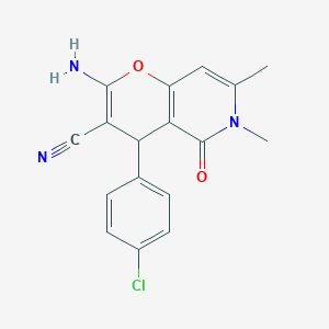 2-amino-4-(4-chlorophenyl)-6,7-dimethyl-5-oxo-5,6-dihydro-4H-pyrano[3,2-c]pyridine-3-carbonitrile