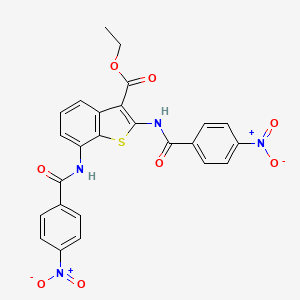 molecular formula C25H18N4O8S B2476282 Ethyl 2,7-bis{[(4-nitrophenyl)carbonyl]amino}-1-benzothiophene-3-carboxylate CAS No. 296266-63-2