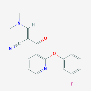 molecular formula C17H14FN3O2 B2476287 (E)-3-(dimethylamino)-2-{[2-(3-fluorophenoxy)-3-pyridinyl]carbonyl}-2-propenenitrile CAS No. 1164486-40-1
