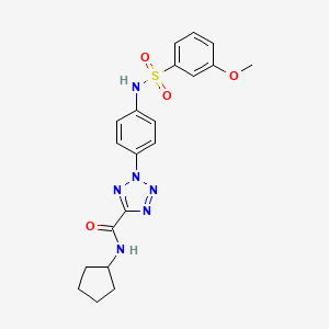 molecular formula C20H22N6O4S B2476293 N-环戊基-2-(4-(3-甲氧基苯磺酰胺基)苯基)-2H-四唑-5-甲酰胺 CAS No. 1421584-48-6