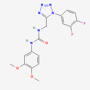 molecular formula C17H16F2N6O3 B2476297 1-((1-(3,4-二氟苯基)-1H-四唑-5-基)甲基)-3-(3,4-二甲氧基苯基)脲 CAS No. 941965-12-4