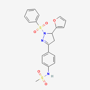 N-[4-[2-(benzenesulfonyl)-3-(furan-2-yl)-3,4-dihydropyrazol-5-yl]phenyl]methanesulfonamide