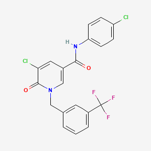 molecular formula C20H13Cl2F3N2O2 B2476305 5-氯-N-(4-氯苯基)-6-氧代-1-[[3-(三氟甲基)苯基]甲基]吡啶-3-甲酰胺 CAS No. 339024-12-3