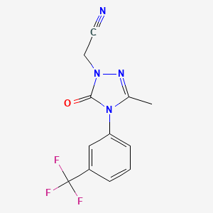 molecular formula C12H9F3N4O B2476315 2-{3-methyl-5-oxo-4-[3-(trifluoromethyl)phenyl]-4,5-dihydro-1H-1,2,4-triazol-1-yl}acetonitrile CAS No. 861206-68-0