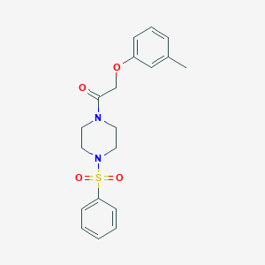 molecular formula C19H22N2O4S B247632 1-[(3-Methylphenoxy)acetyl]-4-(phenylsulfonyl)piperazine 