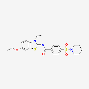 molecular formula C23H27N3O4S2 B2476328 (Z)-N-(6-ethoxy-3-ethylbenzo[d]thiazol-2(3H)-ylidene)-4-(piperidin-1-ylsulfonyl)benzamide CAS No. 850909-86-3