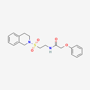 molecular formula C19H22N2O4S B2476332 N-(2-((3,4-dihydroisoquinolin-2(1H)-yl)sulfonyl)ethyl)-2-phenoxyacetamide CAS No. 923678-56-2