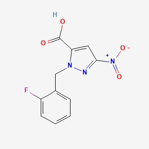 molecular formula C11H8FN3O4 B2476348 1-(2-fluorobenzyl)-3-nitro-1H-pyrazole-5-carboxylic acid CAS No. 956264-13-4