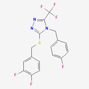 molecular formula C17H11F6N3S B2476353 3-[(3,4-二氟苄基)硫代]-4-(4-氟苄基)-5-(三氟甲基)-4H-1,2,4-三唑 CAS No. 294853-24-0