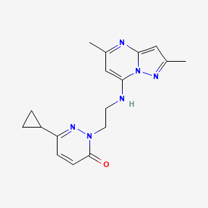 molecular formula C17H20N6O B2476361 6-Cyclopropyl-2-[2-[(2,5-dimethylpyrazolo[1,5-a]pyrimidin-7-yl)amino]ethyl]pyridazin-3-one CAS No. 2380172-28-9
