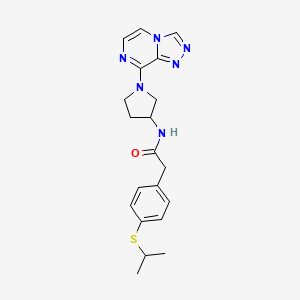molecular formula C20H24N6OS B2476363 N-(1-([1,2,4]triazolo[4,3-a]pyrazin-8-yl)pyrrolidin-3-yl)-2-(4-(isopropylthio)phenyl)acetamide CAS No. 2034295-98-0