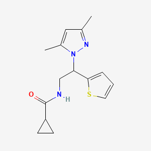 molecular formula C15H19N3OS B2476365 N-(2-(3,5-dimethyl-1H-pyrazol-1-yl)-2-(thiophen-2-yl)ethyl)cyclopropanecarboxamide CAS No. 2034598-37-1