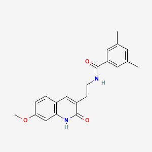 molecular formula C21H22N2O3 B2476379 N-(2-(7-methoxy-2-oxo-1,2-dihydroquinolin-3-yl)ethyl)-3,5-dimethylbenzamide CAS No. 851405-69-1