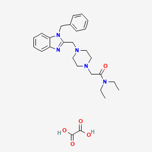 molecular formula C27H35N5O5 B2476380 2-{4-[(1-benzyl-1H-1,3-benzodiazol-2-yl)methyl]piperazin-1-yl}-N,N-diethylacetamide; oxalic acid CAS No. 2097866-17-4