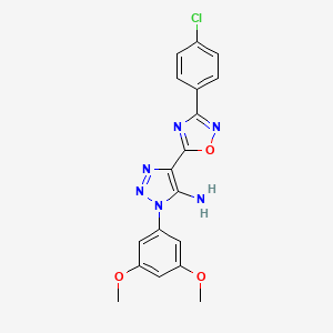 molecular formula C18H15ClN6O3 B2476385 4-[3-(4-chlorophenyl)-1,2,4-oxadiazol-5-yl]-1-(3,5-dimethoxyphenyl)-1H-1,2,3-triazol-5-amine CAS No. 892777-79-6