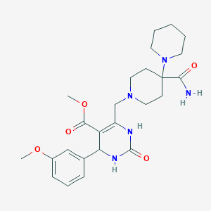 molecular formula C25H35N5O5 B2476407 Methyl 6-({4'-carbamoyl-[1,4'-bipiperidine]-1'-yl}methyl)-4-(3-methoxyphenyl)-2-oxo-1,2,3,4-tetrahydropyrimidine-5-carboxylate CAS No. 1252929-14-8