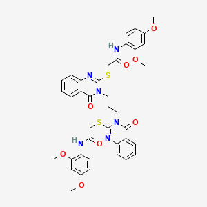 2,2'-((3,3'-(propane-1,3-diyl)bis(4-oxo-3,4-dihydroquinazoline-3,2-diyl))bis(sulfanediyl))bis(N-(2,4-dimethoxyphenyl)acetamide)