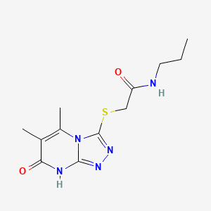 molecular formula C12H17N5O2S B2476410 2-((5,6-dimethyl-7-oxo-7,8-dihydro-[1,2,4]triazolo[4,3-a]pyrimidin-3-yl)thio)-N-propylacetamide CAS No. 891134-22-8