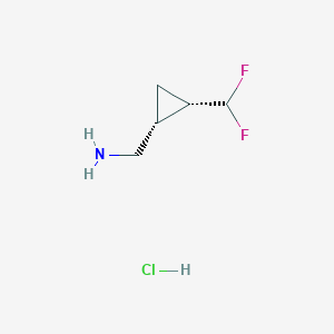 molecular formula C5H10ClF2N B2476414 [(1R,2S)-2-(二氟甲基)环丙基]甲胺；盐酸盐 CAS No. 2260931-16-4