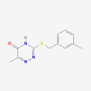 molecular formula C12H13N3OS B2476423 6-methyl-3-((3-methylbenzyl)thio)-1,2,4-triazin-5(4H)-one CAS No. 677331-48-5