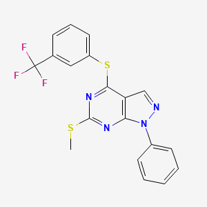 methyl 1-phenyl-4-{[3-(trifluoromethyl)phenyl]sulfanyl}-1H-pyrazolo[3,4-d]pyrimidin-6-yl sulfide