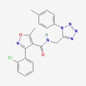 molecular formula C20H17ClN6O2 B2476470 3-(2-chlorophenyl)-5-methyl-N-((1-(p-tolyl)-1H-tetrazol-5-yl)methyl)isoxazole-4-carboxamide CAS No. 921166-13-4