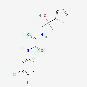 molecular formula C15H14ClFN2O3S B2476471 N1-(3-chloro-4-fluorophenyl)-N2-(2-hydroxy-2-(thiophen-2-yl)propyl)oxalamide CAS No. 1351642-27-7