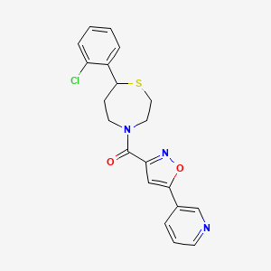 molecular formula C20H18ClN3O2S B2476472 (7-(2-Chlorophenyl)-1,4-thiazepan-4-yl)(5-(pyridin-3-yl)isoxazol-3-yl)methanone CAS No. 1795365-11-5
