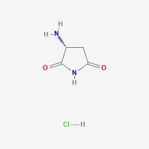 molecular formula C4H7ClN2O2 B2476475 (3R)-3-Aminopyrrolidine-2,5-dione hcl CAS No. 1801140-49-7