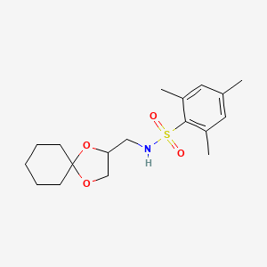 N-(1,4-dioxaspiro[4.5]decan-2-ylmethyl)-2,4,6-trimethylbenzenesulfonamide