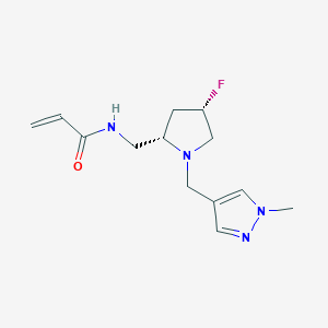 molecular formula C13H19FN4O B2476489 N-[[(2S,4S)-4-fluoro-1-[(1-methylpyrazol-4-yl)methyl]pyrrolidin-2-yl]methyl]prop-2-enamide CAS No. 2128674-35-9