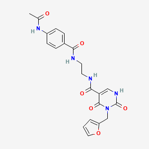 molecular formula C21H21N5O6 B2476509 N-(2-(4-acetamidobenzamido)ethyl)-3-(furan-2-ylmethyl)-2,4-dioxo-1,2,3,4-tetrahydropyrimidine-5-carboxamide CAS No. 1396785-72-0