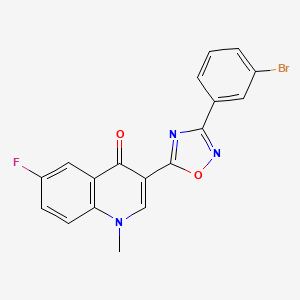 molecular formula C18H11BrFN3O2 B2476520 3-(3-(3-bromophenyl)-1,2,4-oxadiazol-5-yl)-6-fluoro-1-methylquinolin-4(1H)-one CAS No. 1207000-08-5