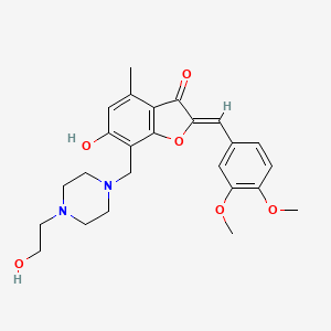molecular formula C25H30N2O6 B2476522 (Z)-2-(3,4-dimethoxybenzylidene)-6-hydroxy-7-((4-(2-hydroxyethyl)piperazin-1-yl)methyl)-4-methylbenzofuran-3(2H)-one CAS No. 903869-13-6