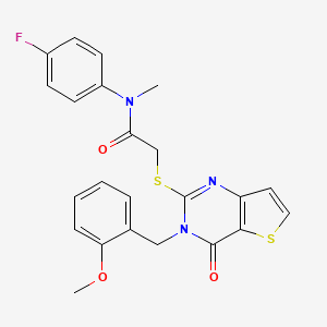 molecular formula C23H20FN3O3S2 B2476534 N-(4-氟苯基)-2-({3-[(2-甲氧基苯基)甲基]-4-氧代-3H,4H-噻吩并[3,2-d]嘧啶-2-基}硫代)-N-甲基乙酰胺 CAS No. 1794884-54-0