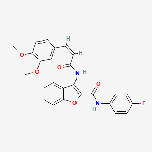 (Z)-3-(3-(3,4-dimethoxyphenyl)acrylamido)-N-(4-fluorophenyl)benzofuran-2-carboxamide