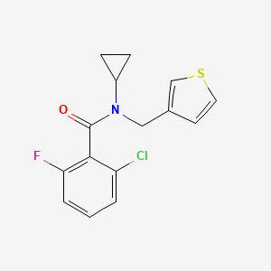 molecular formula C15H13ClFNOS B2476548 2-chloro-N-cyclopropyl-6-fluoro-N-(thiophen-3-ylmethyl)benzamide CAS No. 1235238-66-0
