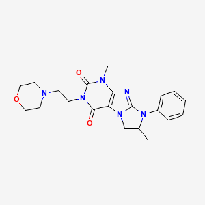 molecular formula C21H24N6O3 B2476552 1,7-dimethyl-3-(2-morpholinoethyl)-8-phenyl-1H-imidazo[2,1-f]purine-2,4(3H,8H)-dione CAS No. 900258-68-6