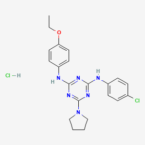 N2-(4-chlorophenyl)-N4-(4-ethoxyphenyl)-6-(pyrrolidin-1-yl)-1,3,5-triazine-2,4-diamine hydrochloride