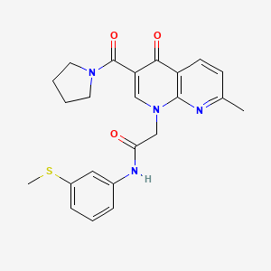 2-(7-methyl-4-oxo-3-(pyrrolidine-1-carbonyl)-1,8-naphthyridin-1(4H)-yl)-N-(3-(methylthio)phenyl)acetamide