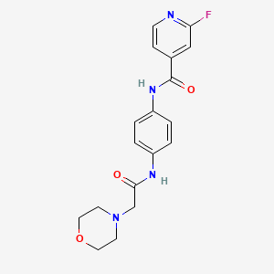 molecular formula C18H19FN4O3 B2476572 2-fluoro-N-{4-[2-(morpholin-4-yl)acetamido]phenyl}pyridine-4-carboxamide CAS No. 1241516-31-3