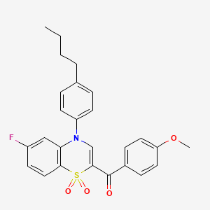 molecular formula C26H24FNO4S B2476577 [4-(4-butylphenyl)-6-fluoro-1,1-dioxido-4H-1,4-benzothiazin-2-yl](4-methoxyphenyl)methanone CAS No. 1114852-90-2