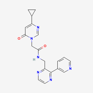 molecular formula C19H18N6O2 B2476578 2-(4-cyclopropyl-6-oxo-1,6-dihydropyrimidin-1-yl)-N-{[3-(pyridin-3-yl)pyrazin-2-yl]methyl}acetamide CAS No. 2097925-58-9