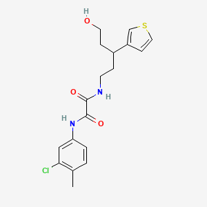 molecular formula C18H21ClN2O3S B2476581 N1-(3-chloro-4-methylphenyl)-N2-(5-hydroxy-3-(thiophen-3-yl)pentyl)oxalamide CAS No. 2034243-65-5